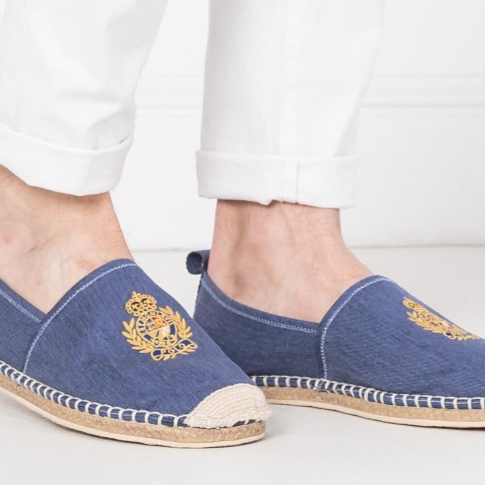 Polo by Ralph Lauren Denim Blue Slip-Ons with Gold Crest